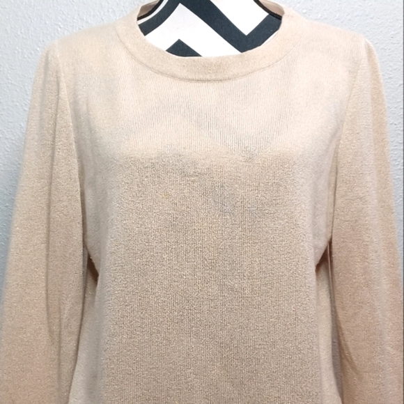 St. John Old Money Cashmere Blend Cream Gold Crewneck Jumper Sweater - Picture 4 of 13
